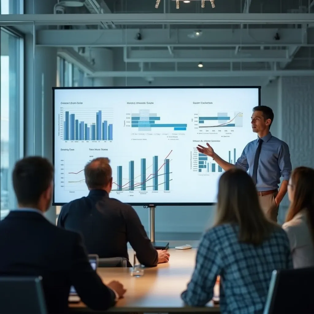 Consultor presentando resultados a un cliente