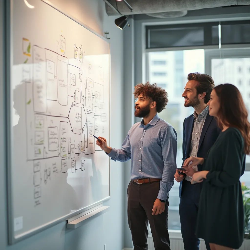 Equipo de consultores trabajando juntos en una estrategia